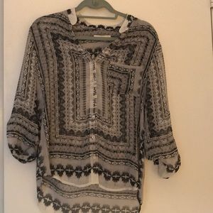 Sheer printed tunic top XS